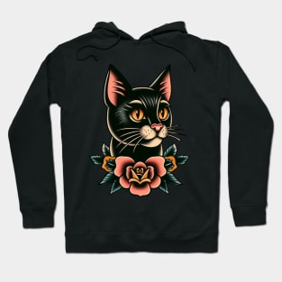 Black cat face tattoo Hoodie